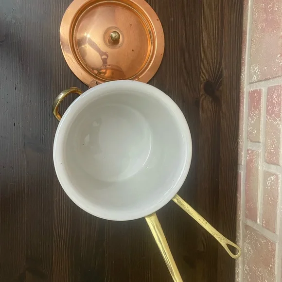 Beautiful Vintage B&M Douro Copper  Brass Double Boiler with Porcelain Insert - Picture 3 of 16